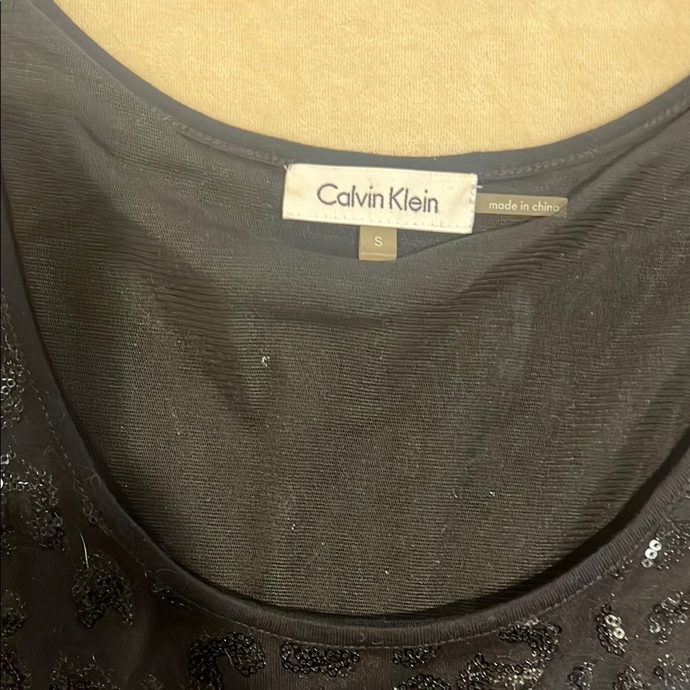 Calvin Klein Black Sequin Blouse